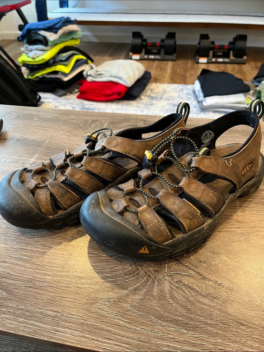 KEEN Brown Boys Rugged Outdoor Sandals with Bungee Closure
